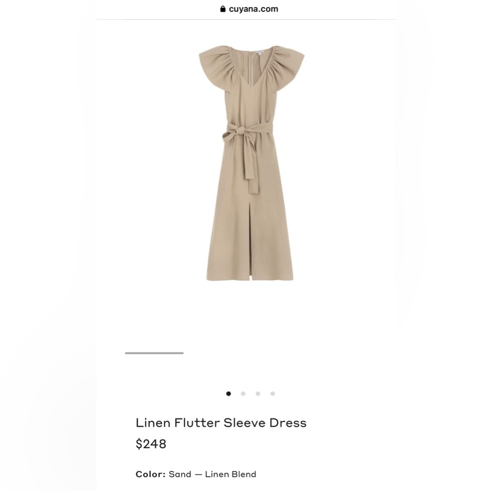 New Cuyana Linen Flutter Sleeve Dress